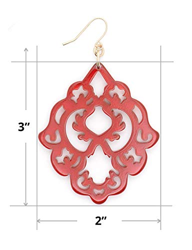 Zenzii Resin Acrylic Colorful Scroll Design Drop And Dangle Earrings For Women (Coral) #TOP2