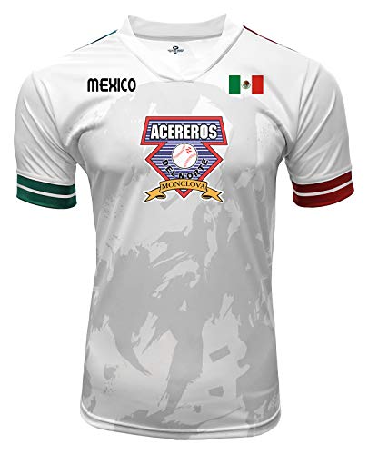 Jersey Mexico Acereros de Monclova 100% Polyester White/Grey_Made in Mexico (X-Large)