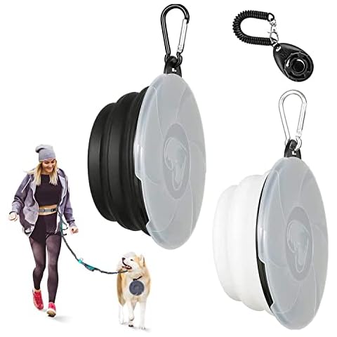 2 Stück Hundenäpfe Faltbare Reiseschale,Hundenapf Unterwegs mit Deckel und Haken,Hund Reisenäpfe Tragbar Silikon Auslaufsicher 450ml Cover