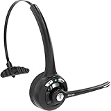 Delton 10X Bluetooth Computer Headset, Over-The-Head Single Ear Wireless Headset with Noise Canceling Mic for Computer/Laptop/Call Center/Truck Driver, Works with All Meetings Apps - Black