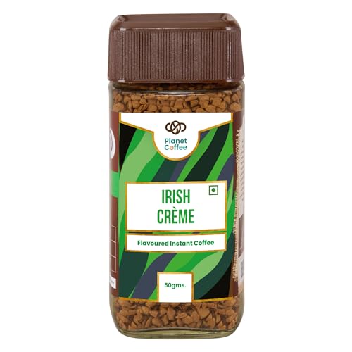 Image of Planet Coffee | IRISH Creme Coffee | 50 Gms Jar | Pure Arabica | Freeze-Dried Instant Coffee | No Added Sugar | Makes 25 Cups | Medium Roast | Flavoured Coffee