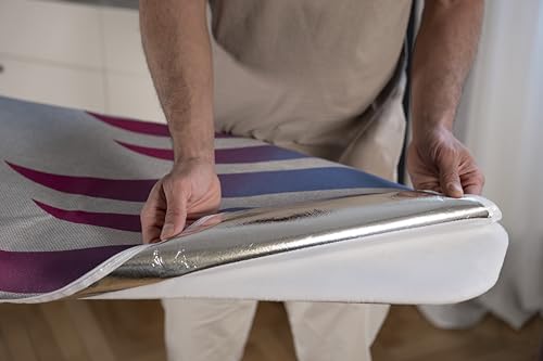 Vileda Total Reflect Ironing Board Medium with Heat Reflective Cover, XL Steam Iron Rest, 120 x 38 cm Ironing Table with Adjustable Height 75-96cm, Kid Safe Pull and Lift Closing and Hanger Hooks - Image 3