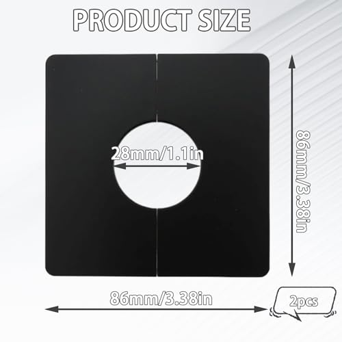 JAONLD 2 Stück Dekorative Duschabdeckung Quadratische Selbstklebende PVC Rohrabdeckung Dekorative Wasserhahnabdeckung zum Abdecken von Drähten, Wasserhähnen, Rohren und Löchern in Wänden (Schwarz)