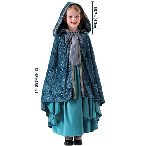 Capa de terciopelo con capucha para niñas, disfraz Halloween miniatura 5