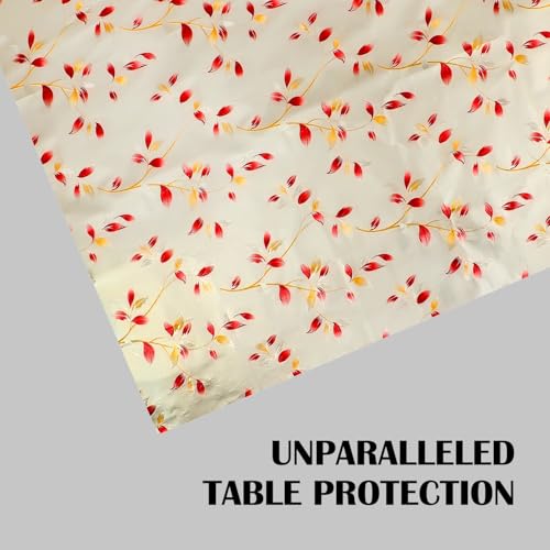 Image of Dakshya Industries PVC Waterproof Withoutlace Dining Table Cover (Size - 54X78 Inch) Rectangle 6 Seater Heat Rasistant, Almond