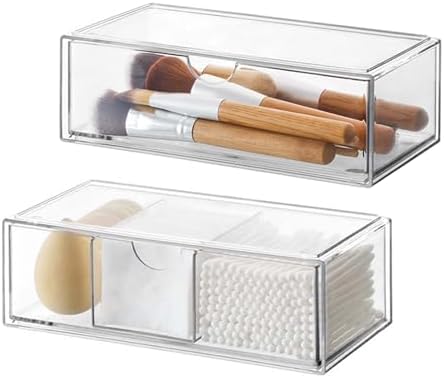 Cosmetic Organizer Set de 2 cajones acrílicos apilables, caja de ...