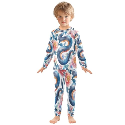 Pajama Sets Long Sleeve Watercolor Floral Snakes Soft Comfy Sleepwear 2 Piece PJS 3-8T2
