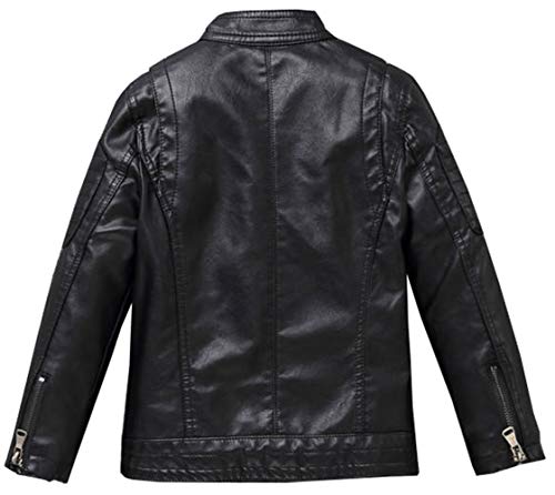 Boys Girls Spring Motorcycle Faux Leather Studded Jackets with Oblique Zipper Clothing Coat3