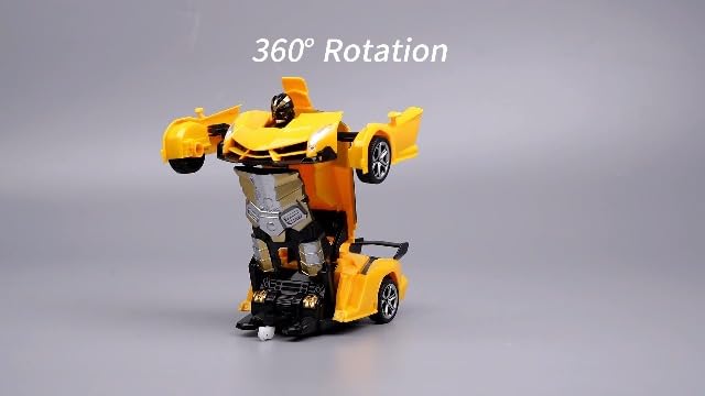 Blackma Transform RC Car Toy - Remote Control Car with Flashing Lights, One-Button Deformation, 2.4GHz & 360° Rotation, Gift for Kids Boys Girls Ages 4-12 - Yellow