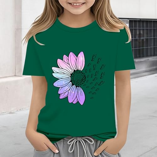 Kids Girls T Shirts Sunflower Graphic Vintage Tees Short Sleeve Casual Crew Neck Cotton Loose Fit Tshirts4
