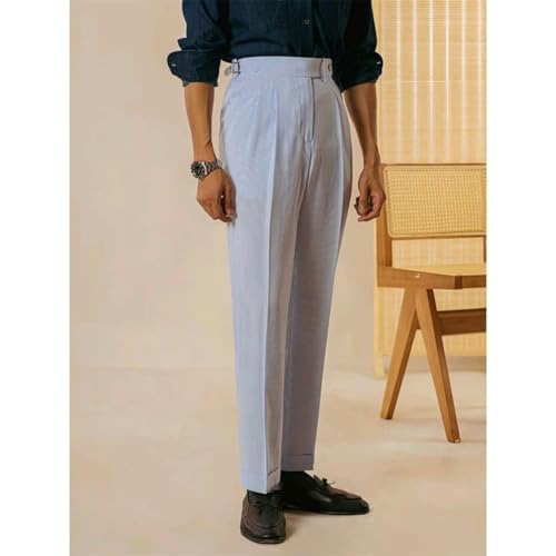 Men's Seersucker Casual Suit Pants Classic Fit Gurkha Dress Pant Spring Summer Beach Striped Trousers for Men2