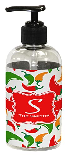 RNK Shops Personalized Colored Peppers Plastic Soap/Lotion Dispenser (8 oz - Small - Black)