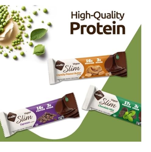 Variety Pack – Slim High Protein Bars, 12 Count (16–17g Protein, 3g Sugar, High Fiber, Low Net Carbs) – Gluten-Free, Dairy-Free, Kosher, Flavors Include Peanut Butter, Chocolate Mint, Brownie, Truffle Toasted Coconut & Espresso – “Made for NuGo Nutrition” in “The Kitchen Queen” Packaging