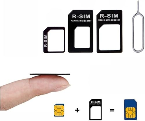Clem Tech - Uniwersalny adapter do karty SIM 4 w 1 z narzędziem do łatwego wysuwania. Kompatybilny ze wszystkimi smartfonami i tabletami (Nano SIM do Micro SIM + Micro SIM do standardu + Nano SIM do