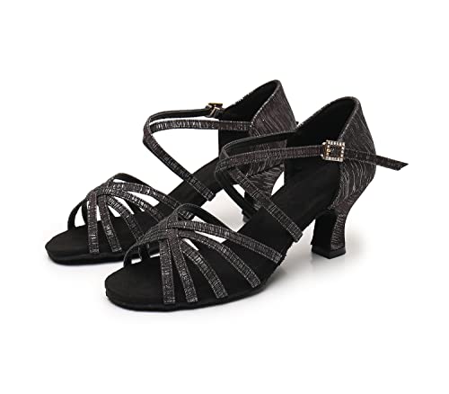 Chaussures de Danse de Salon Latine Femme Fille Jazz Salsa y Strass Talon Haut Salle de Bal Salsa Tango Chacha Performance Professionnelle Pratique Chaussures de Cover