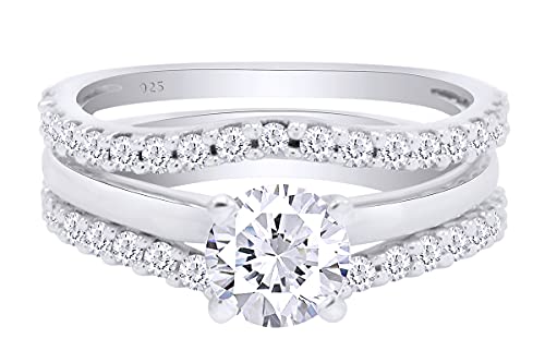 AFFY Round White Cubic Zirconia Enhancer Guard Ring In 14K Gold Over Sterling Silver Jewelry For Women (2.00 Cttw)3