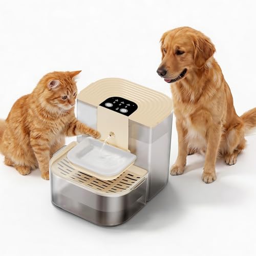 Fountain, Cat Water Fountain, 152oz/4.5L Silent Dog Water Dispenser Cats Water Bowl Kitty Drinking Fountains Remote Control for Cats Dogs Birds Pets Indoor Outdoor Clean Fresh Water(Cream)