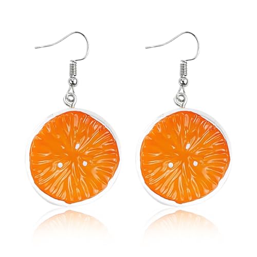 Boucles d'Oreilles Orange 3D Femme, Boucles d'Oreilles Fruits Citrons, Pendantes Boucle de Oreilles Fruits, Style Estival Mignon et Coloré, Accessoires Mode pour Fête, Vacances, Cadeau Femme (D)