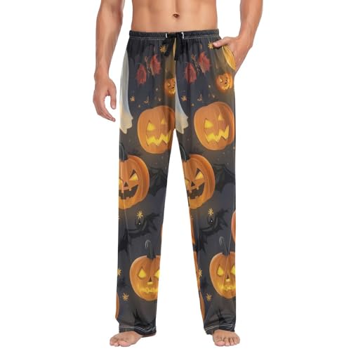 Men's Pajama Pants Ghost Pumpkins Bats Halloween Sleep Pajama Lounge Pant with Pockets, Elastic Waistband3