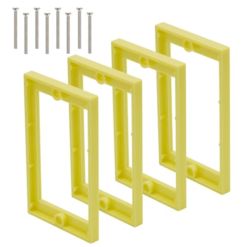 Image of Single Gang Receptacle Outlet Box Extenders 1 /4 inch,Yellow,Pack of 4 | Electric Outlet Extender Box With 8 screws; Box Extender 1 Gang for Electric Box and Electric Outlet Switches.