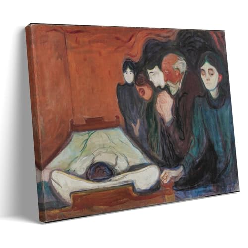 Impression sur toile Edvard Munch The Deathbed HAJIDEMA 40x60cm, tableau décoration murale salon