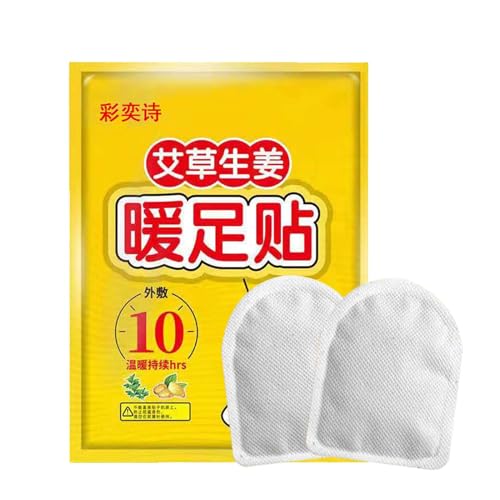 Parches cálidos para los pies, parche calefactor para los pies, calentadores de pies de ajenjo y jengibre 2X | Hasta 10 horas de calor para los pies en clima frío