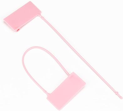 100 PCS Blank Plastic Security Padlock Seals Writable Self-Locking Tamper Evident Seals Disposable Luggage Padlock Locking Tags for Suitcase Backpack Cloth Pink