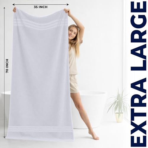 Image of DAN River 2 Pack Bath Sheets Extra Large 35x70, Large Bath Towels for Adults, XL Oversized Heavy Duty Towel Set, 600 GSM 100% Ring Spun Cotton, Soft Quick Dry, White