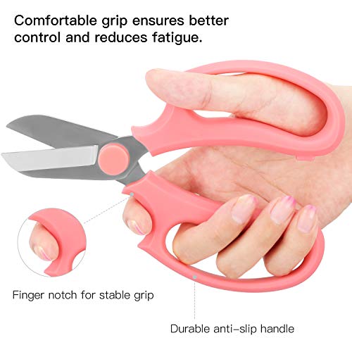 Image of Housolution Flower Scissors, Strong Floral Shears, Premium Steel Garden Pruning Shears Garden Scissors Floral Fruits Leaf Scissors Hand Pruner Snip Trimming Tool for Gardening Flower Arrangement, Pink
