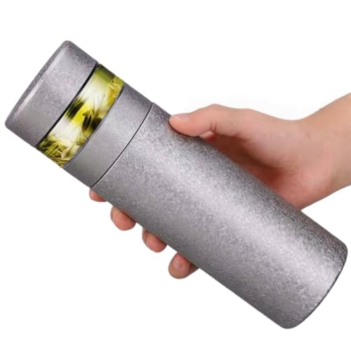 Mirakasa 水筒 茶こし付き 魔法瓶 ちゃこしつきボトル 500ml ウォーターボトル お茶水分離 保温 保冷 軽量 大容量 耐久性 耐摩耗性 真空断熱 直飲み 内側はチタン 外側はスチール お手入れも簡単です 携帯便利 多用途 コーヒー ティーカッ