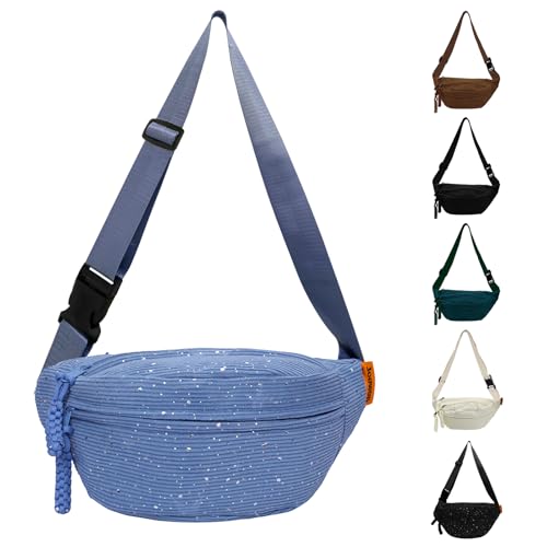 Bauchtasche Damen Cord, Cord Bauchtasche für Damen, Crossbody Bag Frauen Kord Bauchtasches Kord Bauchtasches Frauen Klein für Outdoor Sport Reise Laufen Schule (Blau)