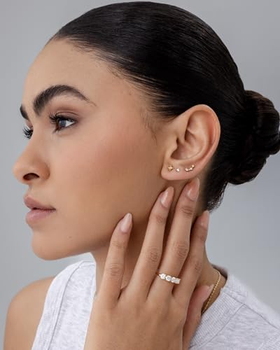 PAVOI Dainty 14K Yellow Gold-Plated Star Earrings for Women | Minimalist Helix and Cartilage Studs | Everyday Elegance - Image 4