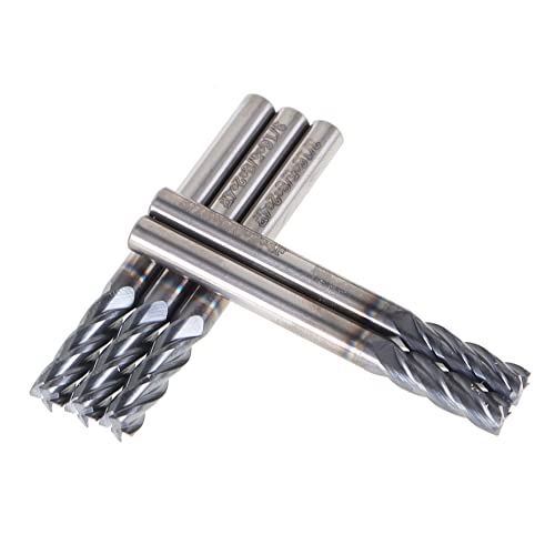Image of kimllier 5Pcs 3 /16 Inch 4 Flute Carbide End Mill, CNC Square Nose End Mill Bits Straight Shank Drill Bits 2 Inch Overall Long