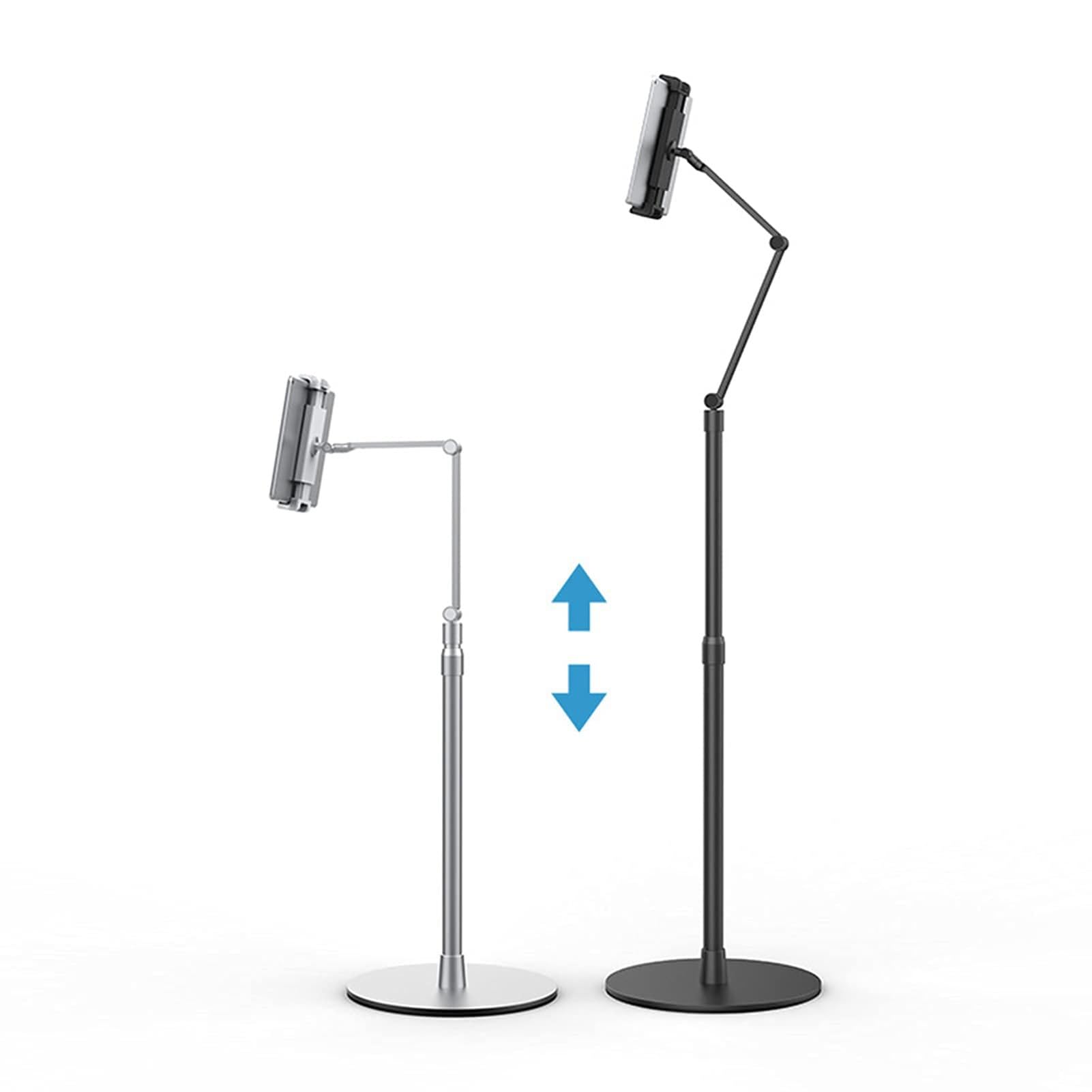 Bodenständer, Tablet-Halterung Mit Hebeablage, Verstellbare Universal-Höhenhalterung, Kompatibel Mit IPads Und Smartphones Von 4,7 Bis 12,9 Zoll(White)