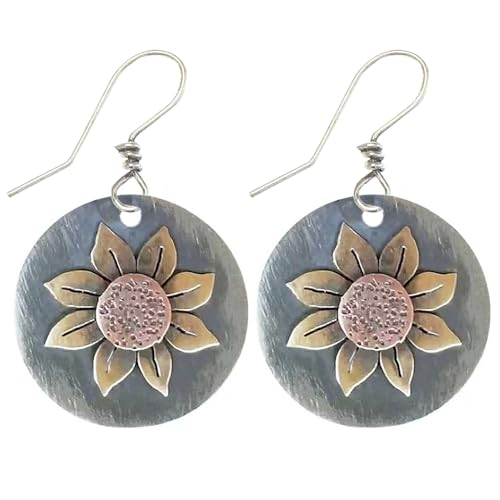 Boho Earrings, Gray Teardrop Earrings, Flower Earrings, Dangle Ethnic Earrings for Women, Handmade Bohemian Trendy Boho Vintage Jewelry