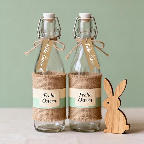 50 Stück geschenkanhänger ostern aus Papier mit Schnur, frohe ostern anhänger für Geschenkverpackung, Osterdeko Etiketten zum Beschriften, geschenkanhänger für Ostergeschenke DIY