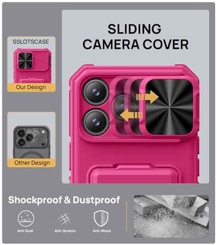 Image of SSLOTSCASE for iPhone 17 Pro Case with Card Holder & Hidden Kickstand, Pink