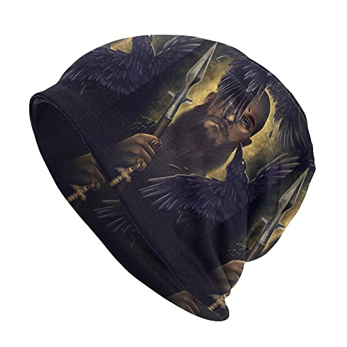 Homme Femme Viking Thin Beanie Caps, Norse Myth Odin Tattoo Imprimé Bonnet Double Couche Slouchy Cap, Automne Été Cyclisme Casual Protection Snapback Chapeaux (Color : Warrior, Size : Get One) Cover