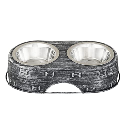 Hundenapf, matt, Schwarz / Weiß, rund, 15 x 8 x 3,5 cm, erhöhter Futternapf für Katzen und Hunde, erhöhter Hundenapf für Katzen und Hunde Cover