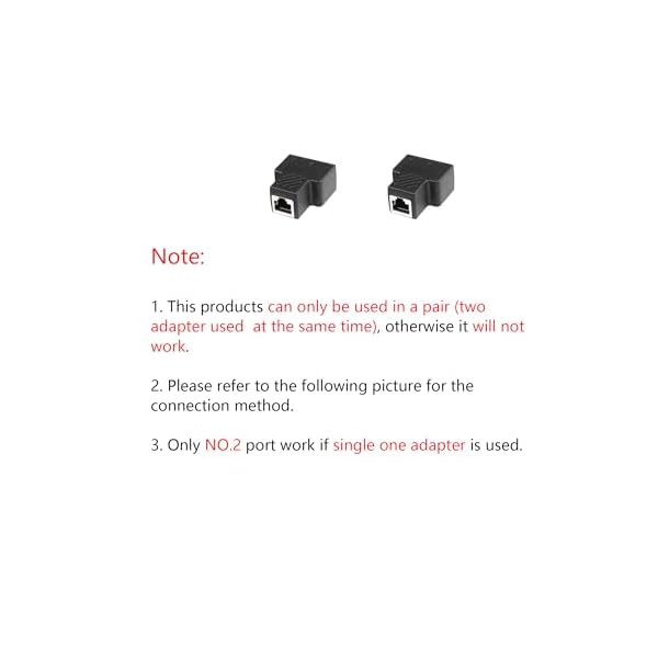 (1 Paar) RJ45 Splitter Adapter, SinLoon Ethernet Kabel Splitter RJ45 Netzwerk Verlängerungsstecker Ethernet Kabel Sharing Kit mit 2 Stück Cat6 Kabel für Router TV Box Kamera PC L – Bild 3