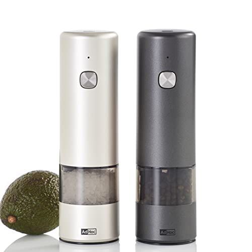 AdHoc Set elektrische aufladbare Salzmühle und Pfeffermühle i.Mill | langlebiges Keramikmahlwerk | Mahlergebnis fein bis grob | praktische LED
