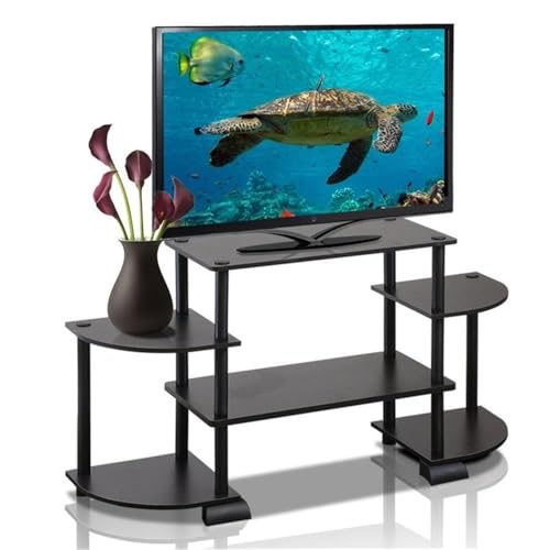 Image of Furinno Turn-N-Tube Rounded Corner TV Entertainment Center, Espresso /Black | Toolless Entertainment Center with Open Storage Shelves, Media Console Table with Soundbar Shelf for Living Room, Bedroom