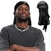 Century Star Satin Silk Head Wrap Durag Long Tail Beanies for Men Women Headwraps Cap 1pc Black