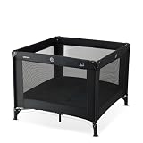 Deryan Lit Parapluie Bébé avec Matelas Inclus, 0 5 Ans (0 20 kg), Léger 4 kg, Grand Matelas, Ouverture Latérale, Design Pliable, Sac de Transport Inclus, 100 x 100 cm (Noir)
