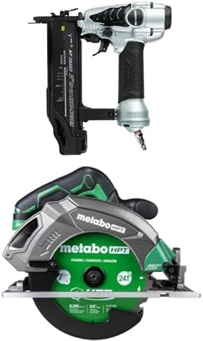 Bundle of Metabo HPT Brad Nailer Kit 18 Gauge NT50AE2 + Metabo HPT 18V MultiVolt Cordless Circular Saw, 7-1/4-Inch Saw Blade, Power Tool only - No Battery, C1807DAQ4