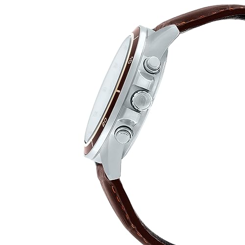 Image of Casio Edifice EFR-526L-7BVUDF Beige Analog Dial Brown Leather Band Men's Watch Chronograph 100M Water Resistant EX303
