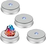 4Pcs LED Colorful Light Base, Color Changing LED Display Base, LED Display Stand Powered by 3 AAA Batteries (Not Included), Silver