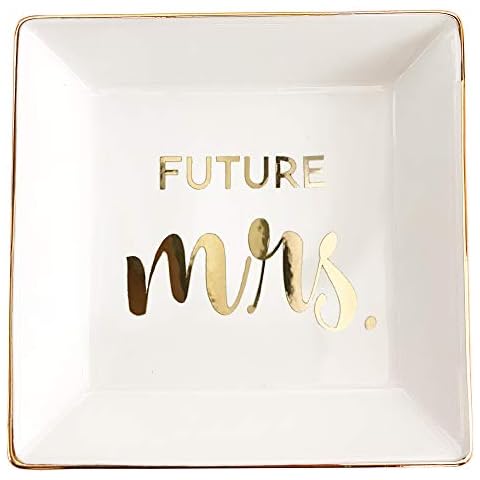 ModParty Future Mrs Dish Small Ceramic Ring Trinket Wedding Gift for Bride Trinket Tray Bridal Shower Engagement Gift Cover