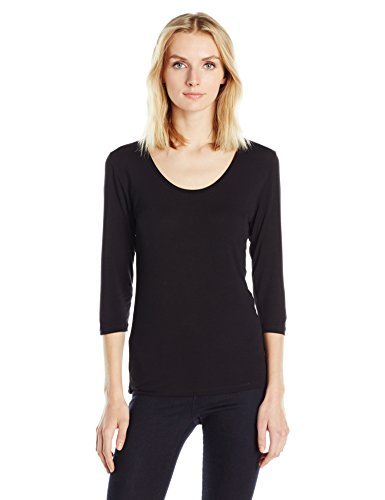 Majestic Filatures Women's Soft Touch Scoop-Neck Tee, Noir, 3 Majestic Filatures Women's Soft Touch Scoop-Neck Tee, Noir, 3