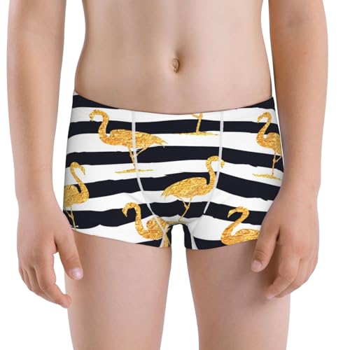 Boys' Cotton Boxer Brief Soft Underwear-Gold Flamingo